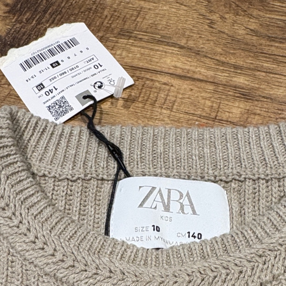 Zara Girls crew neck knit style Sweater in Yellow and Tan new with tags - Picture 2 of 6